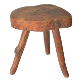 Tabouret brutaliste en bois