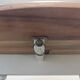 Round walnut table convertible into a console.