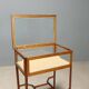Showcase table in mahogany with bevelled glass.