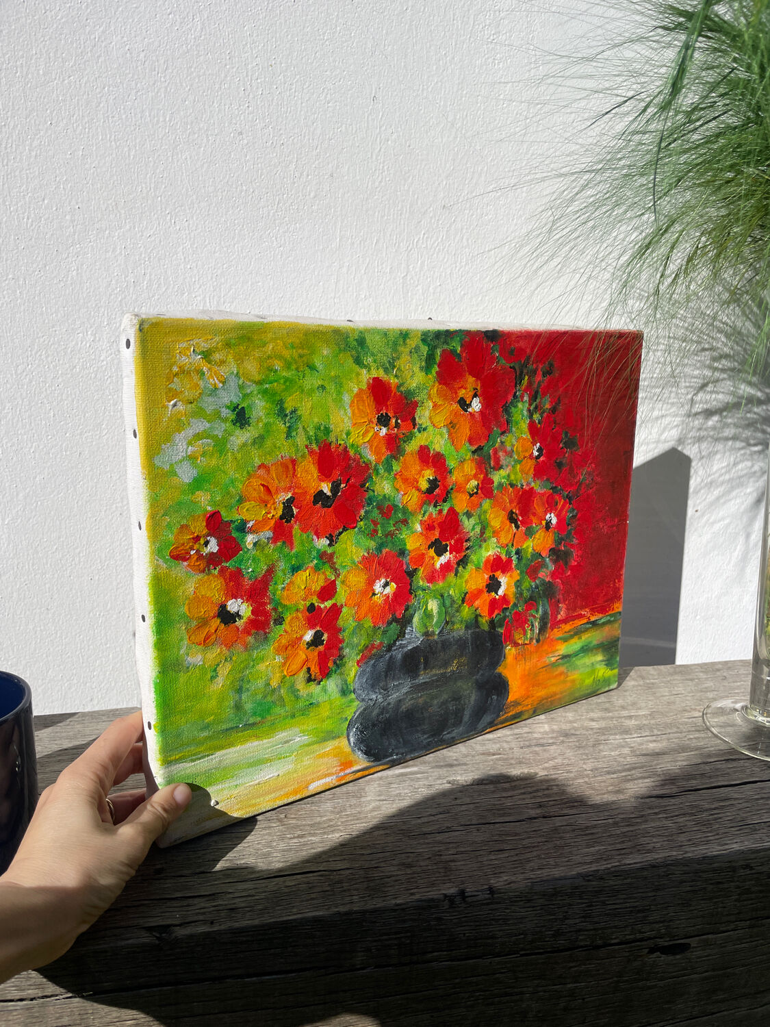 Bouquet de fleurs huile sur toile tableau