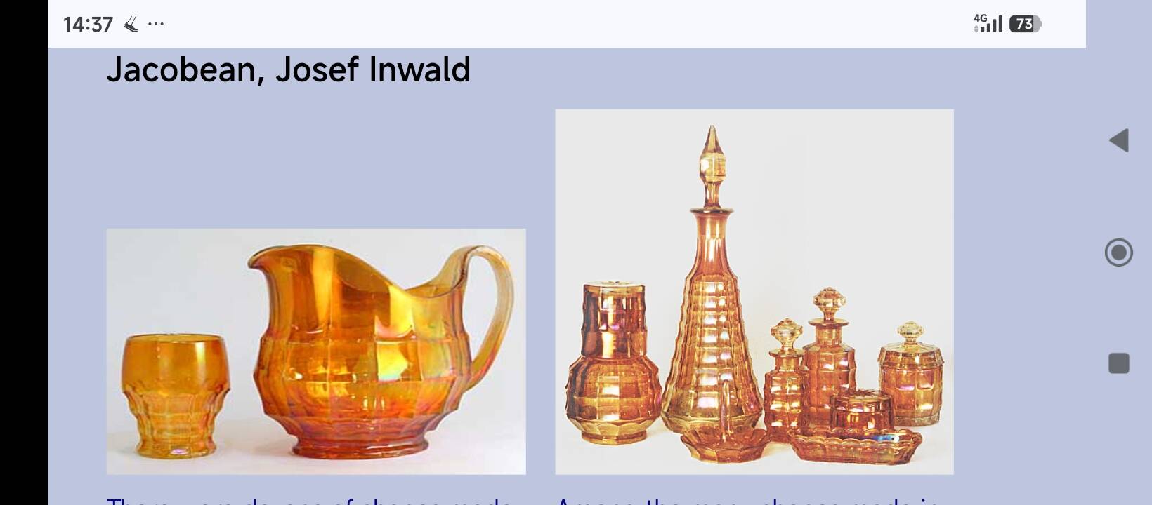 Paire Vases Art Déco Josef Invald Carnival Marigold Orange Irisé Jacobean