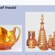 Paire Vases Art Déco Josef Invald Carnival Marigold Orange Irisé Jacobean