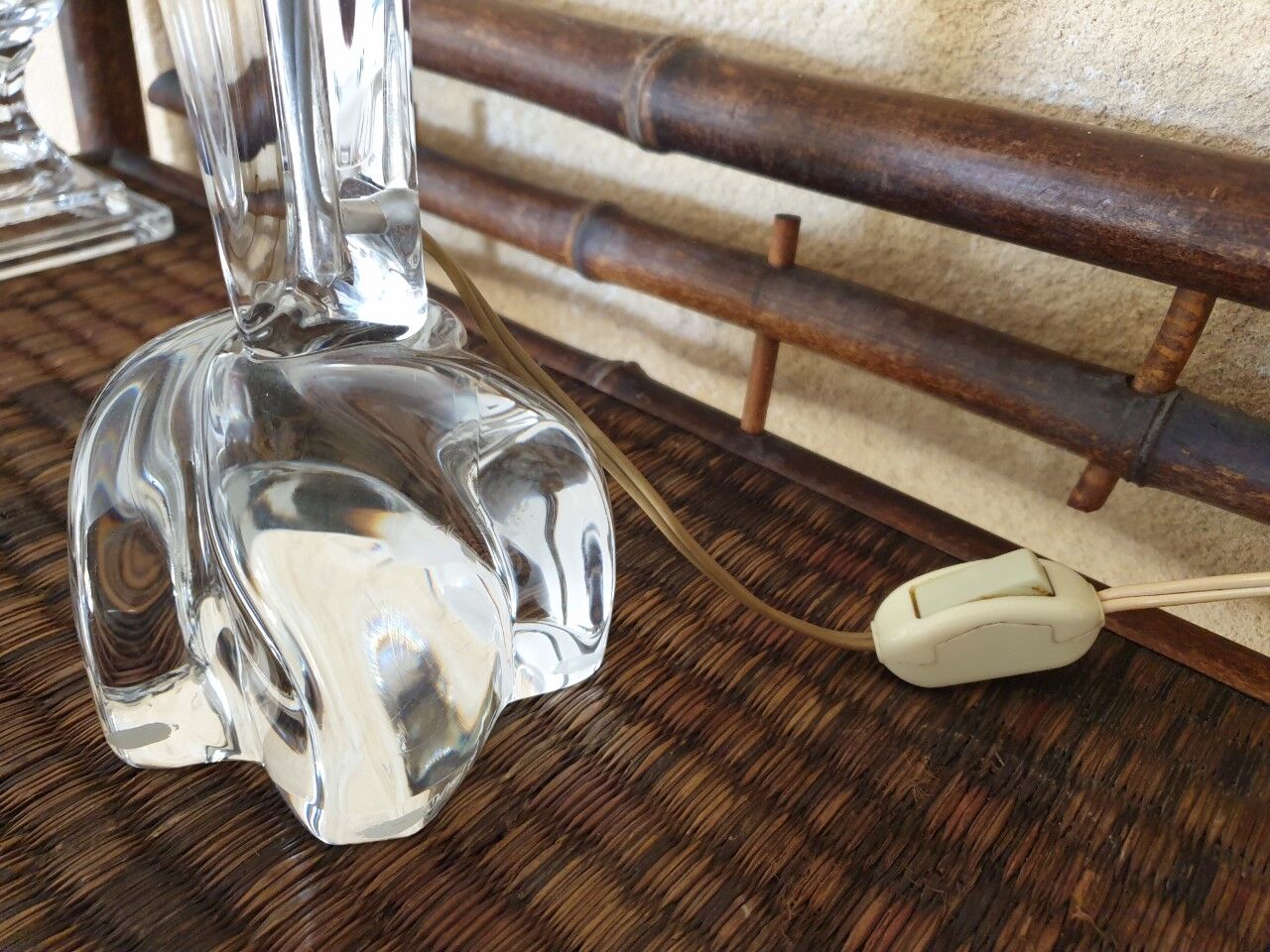 Crystal lamp signed Daum