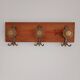 Wall-mounted coat rack 3 hooks brass vcr italy - vintage decoration