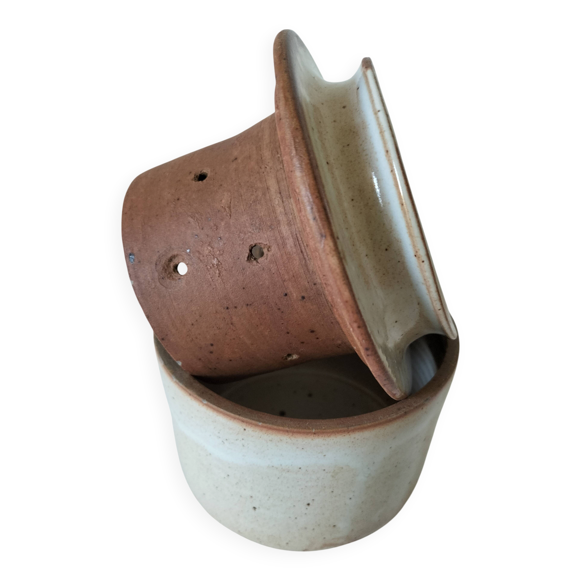 Beurrier à eau en grès artisanal