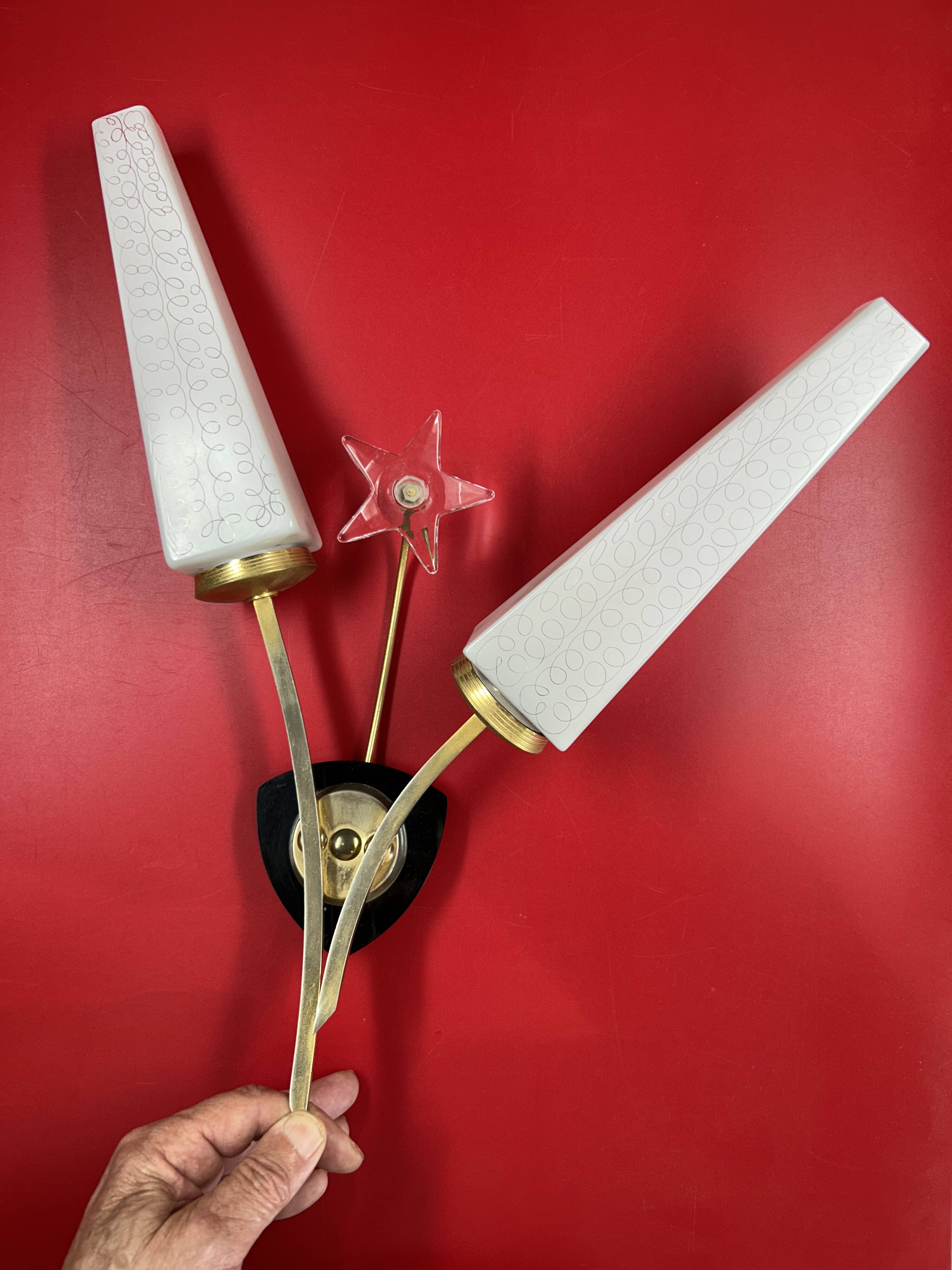 Large Pair of Vintage 70s Wall Lights