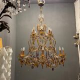 Multicolored murano glass crystal chandelier with 16 lights, 1950s