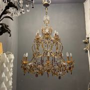 Multicolored murano glass crystal chandelier with 16 lights, 1950s