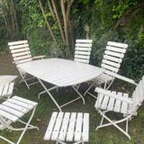 Complete garden furniture set in wood and metal