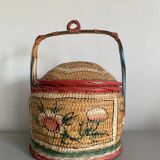 Straw basket, painted decoration, Indonesia
