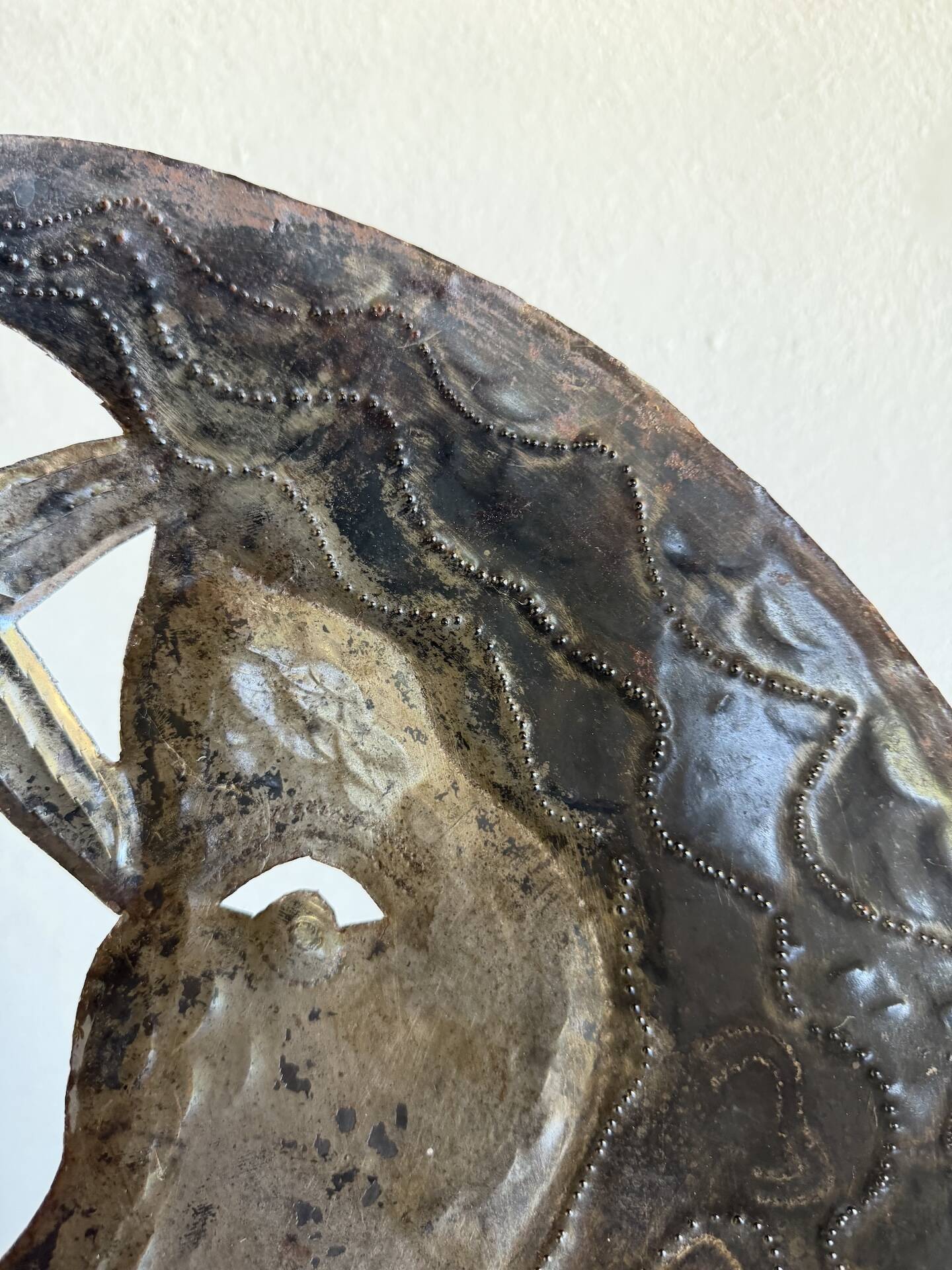 Brutalist metal wall sculpture "sun-moon"