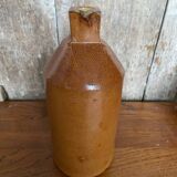 Antique Doulton Lambeth Brown Salt Stoneware Bottle Square Base 1860