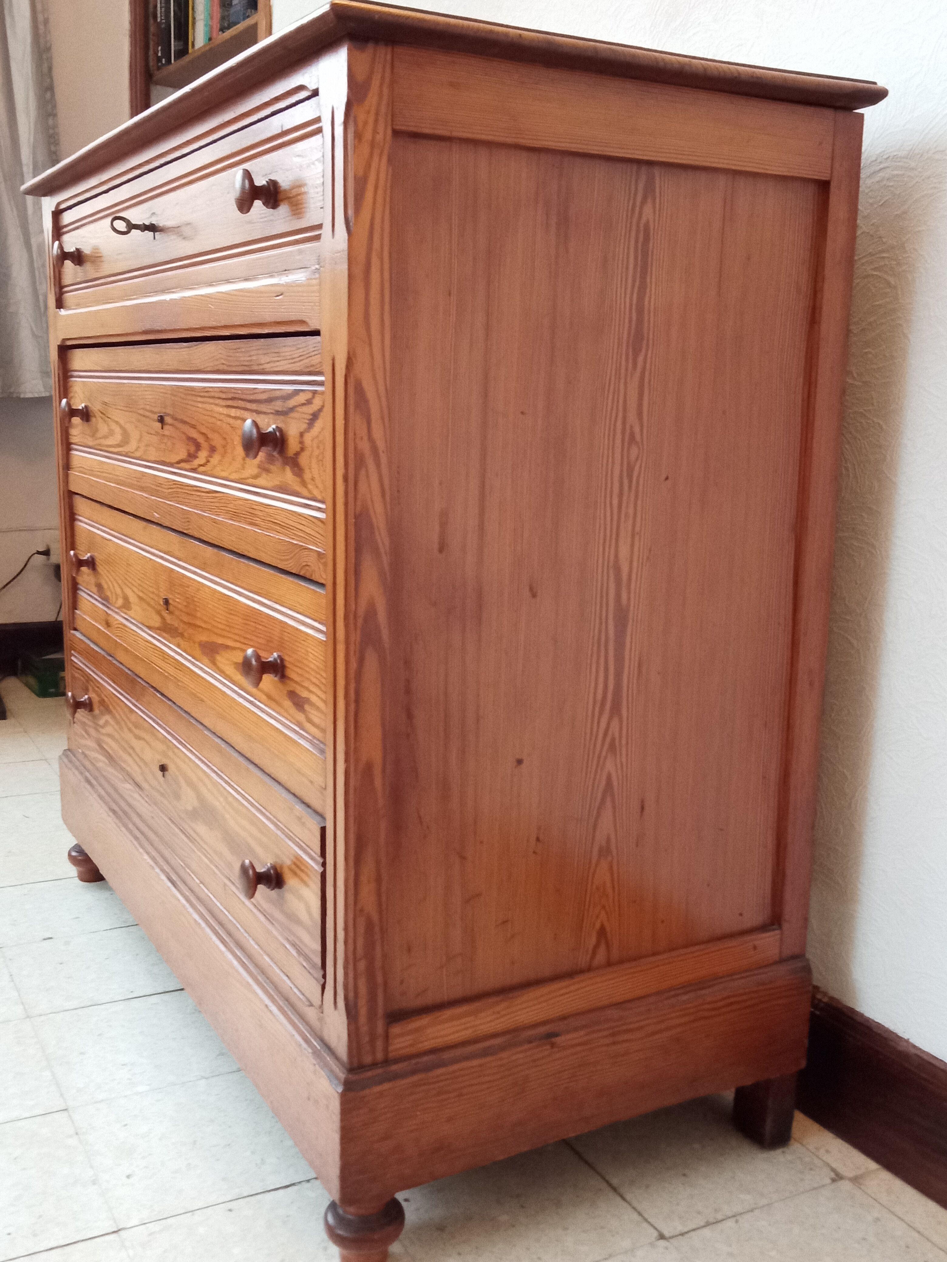 Antique pitchpin chest of drawers