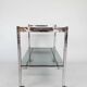 Console vintage chromée et verre fumé