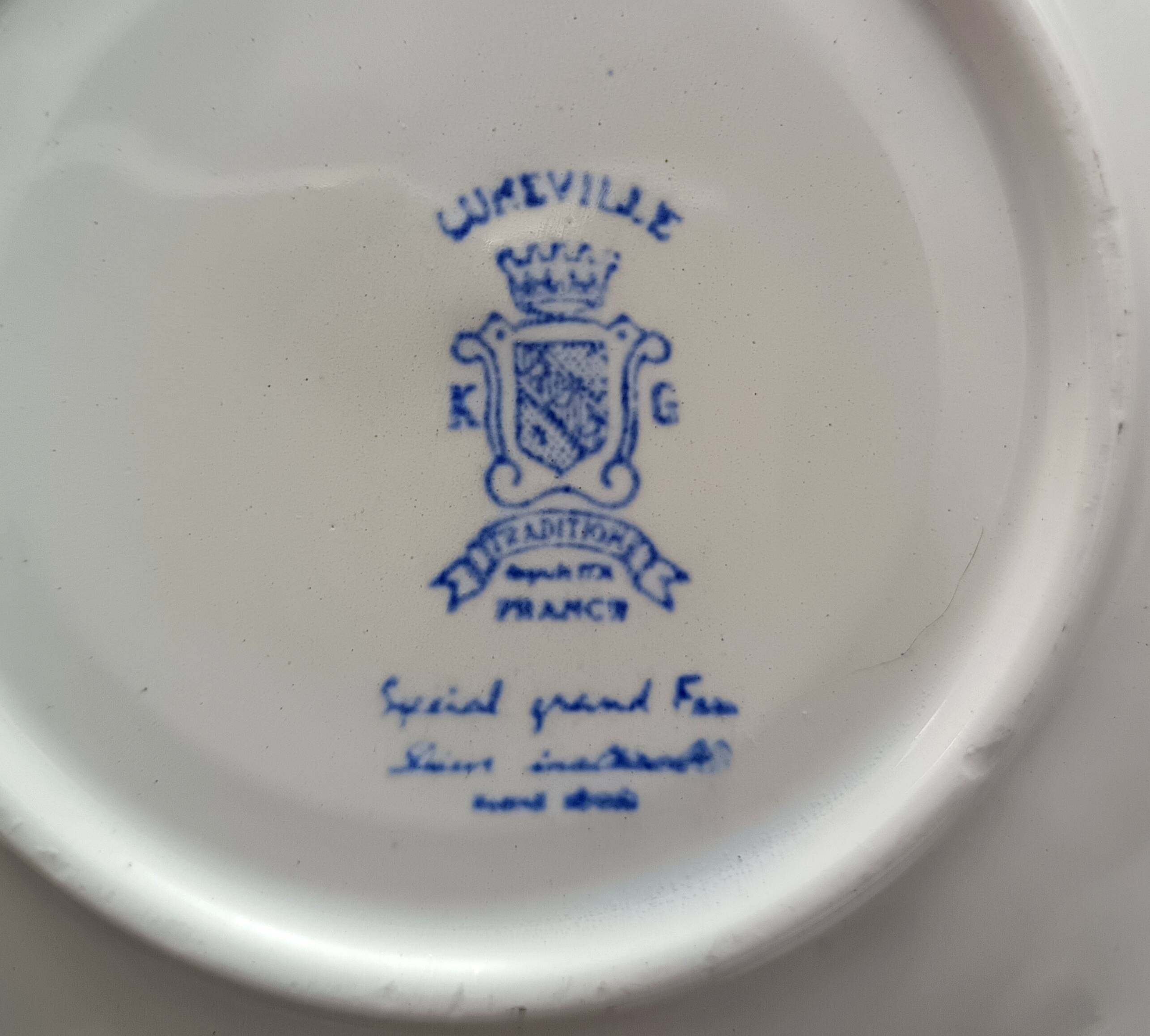7 tasses à café avec soucoupes vintage, fabriquées par kg luneville france