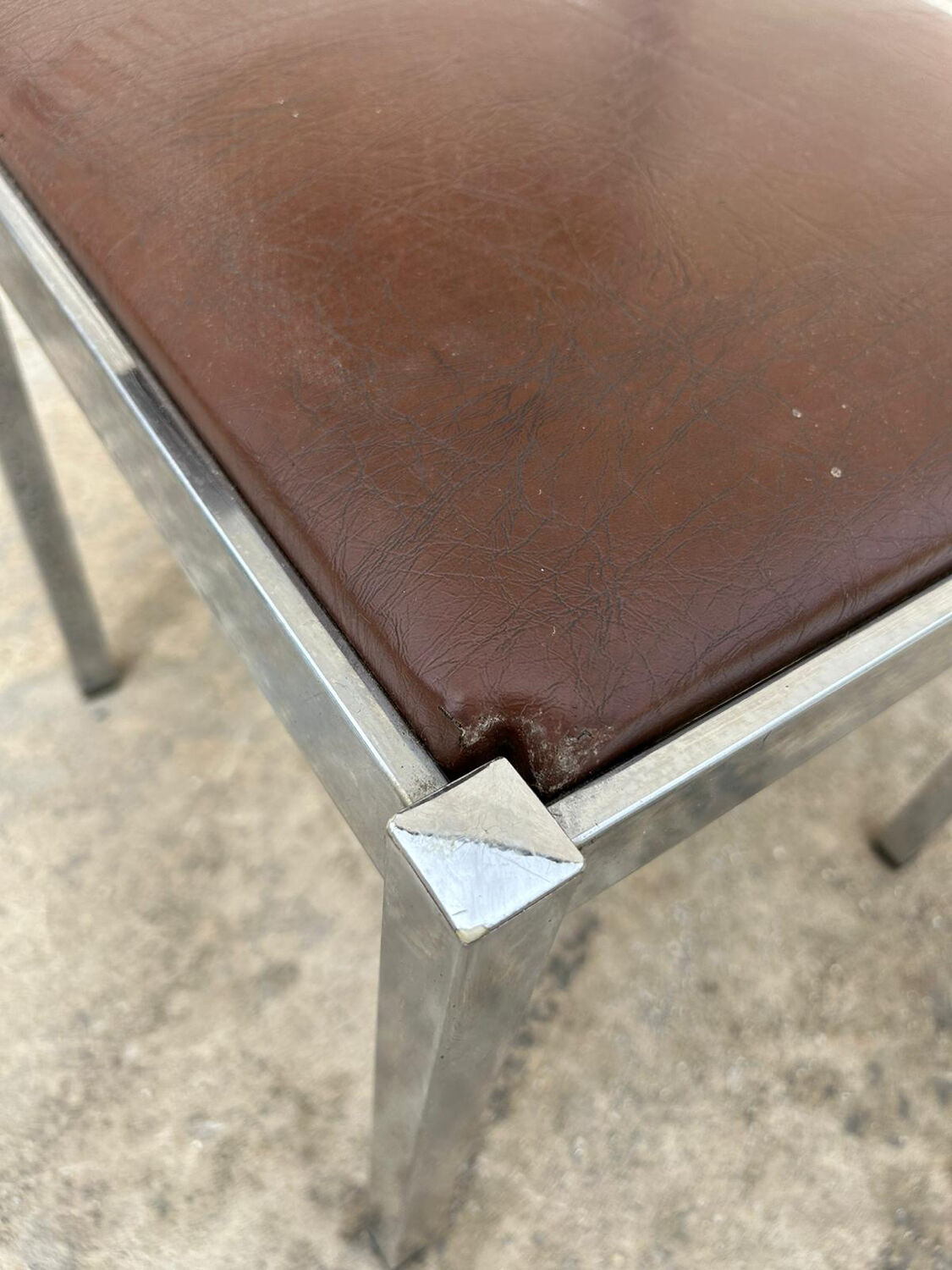 4 vintage leather/iron chairs