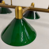 Large brass and green opaline pendant lamp 260 cm 1970s
