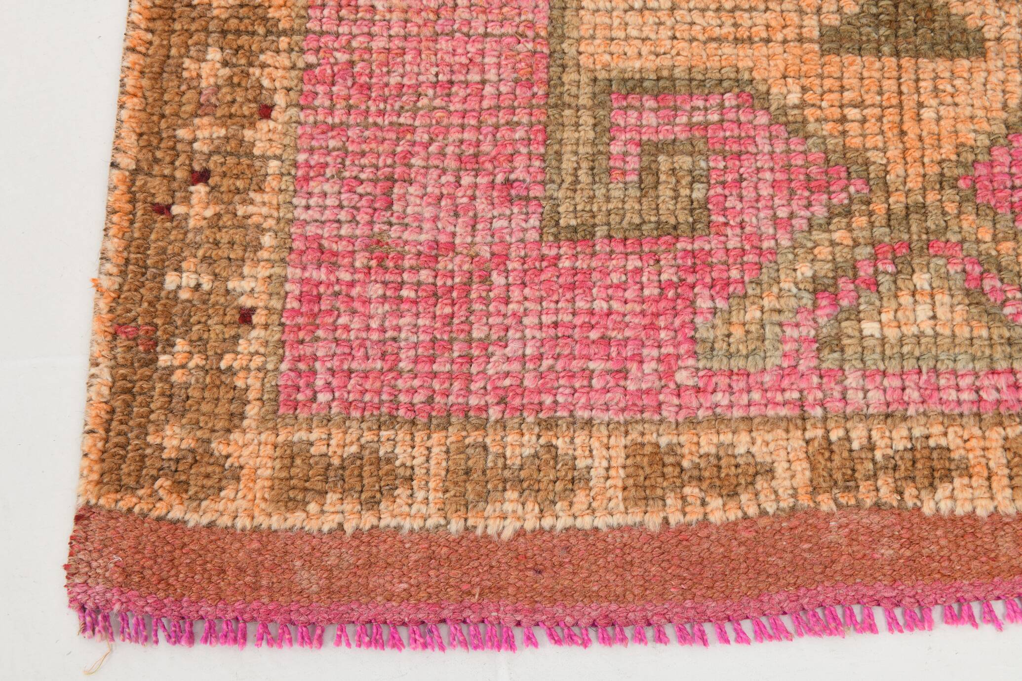 3x11 Faded Pink & Brown Vintage Runner Rug,