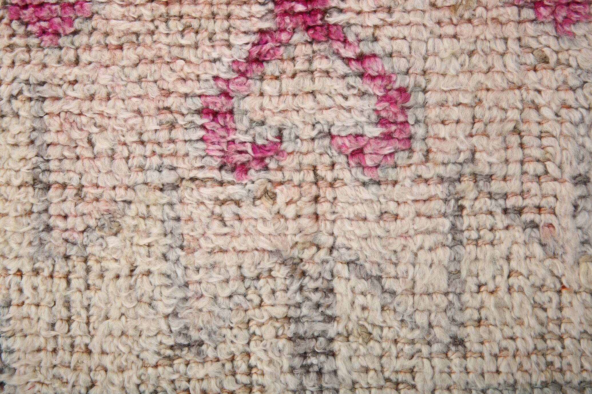 Tapis de couloir Oushak rose pâle