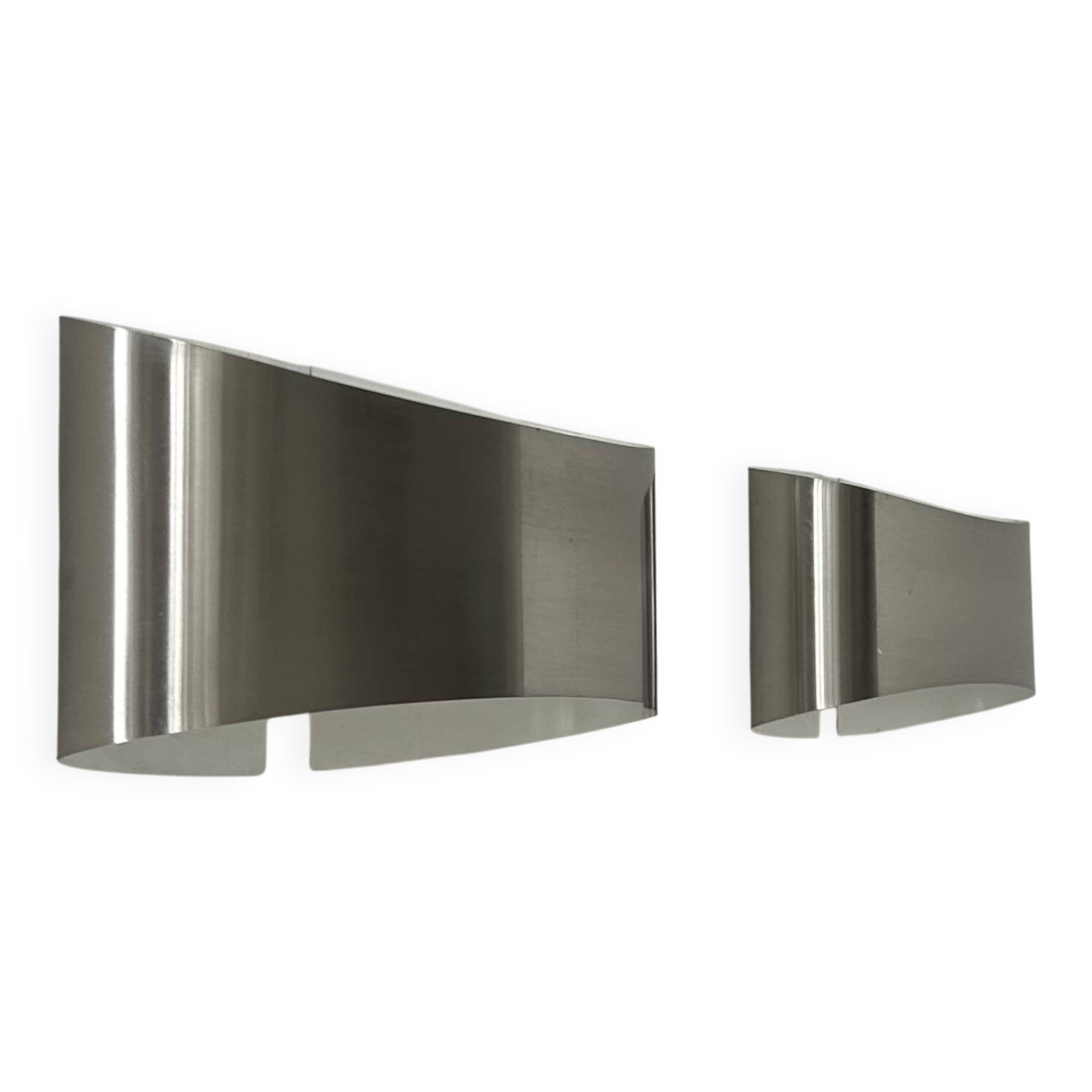 Pair of vintage wall lights, brushed metal, France, 1980