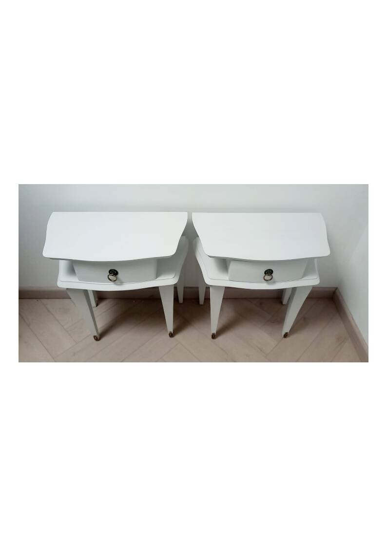 Pair of compass leg bedside tables