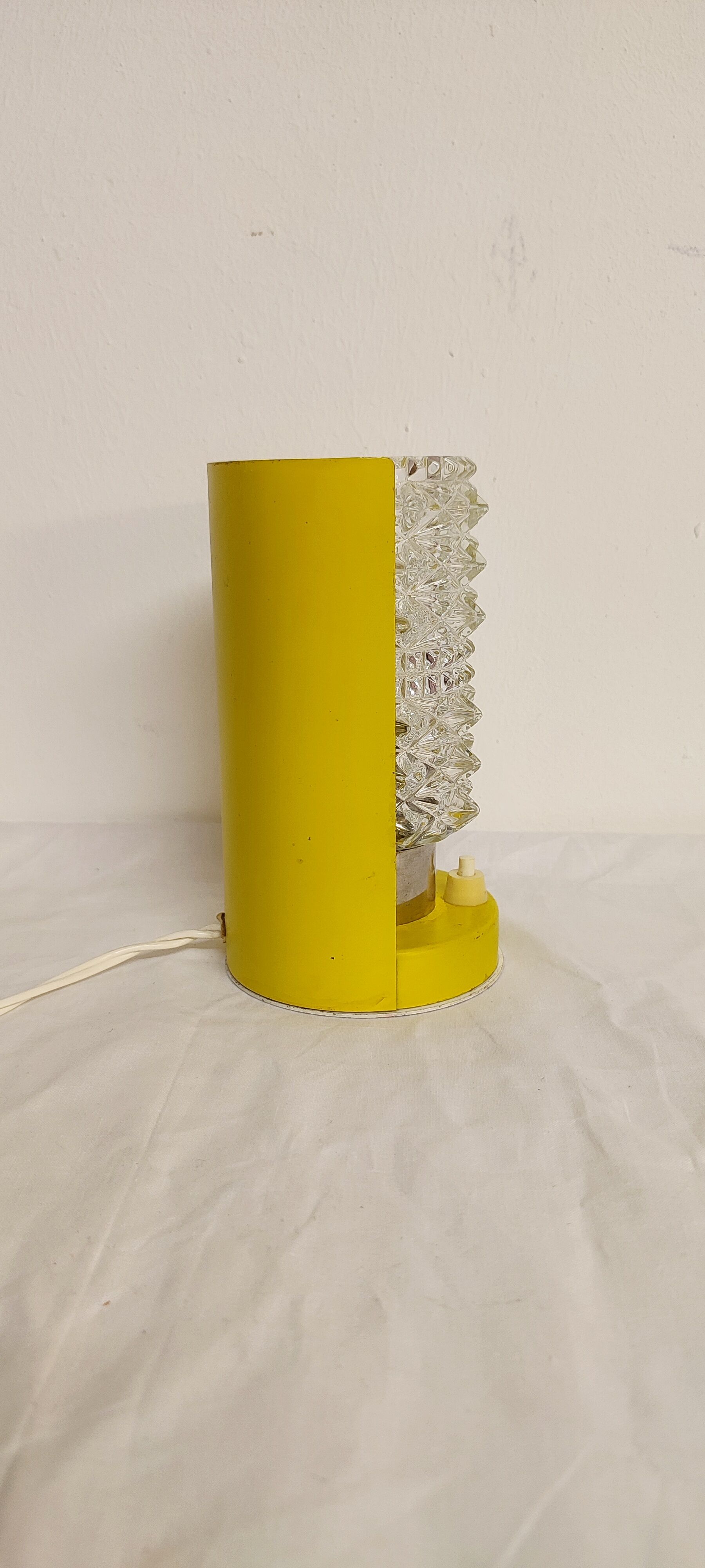 Metal and glass table lamp. Spain, 1970s.