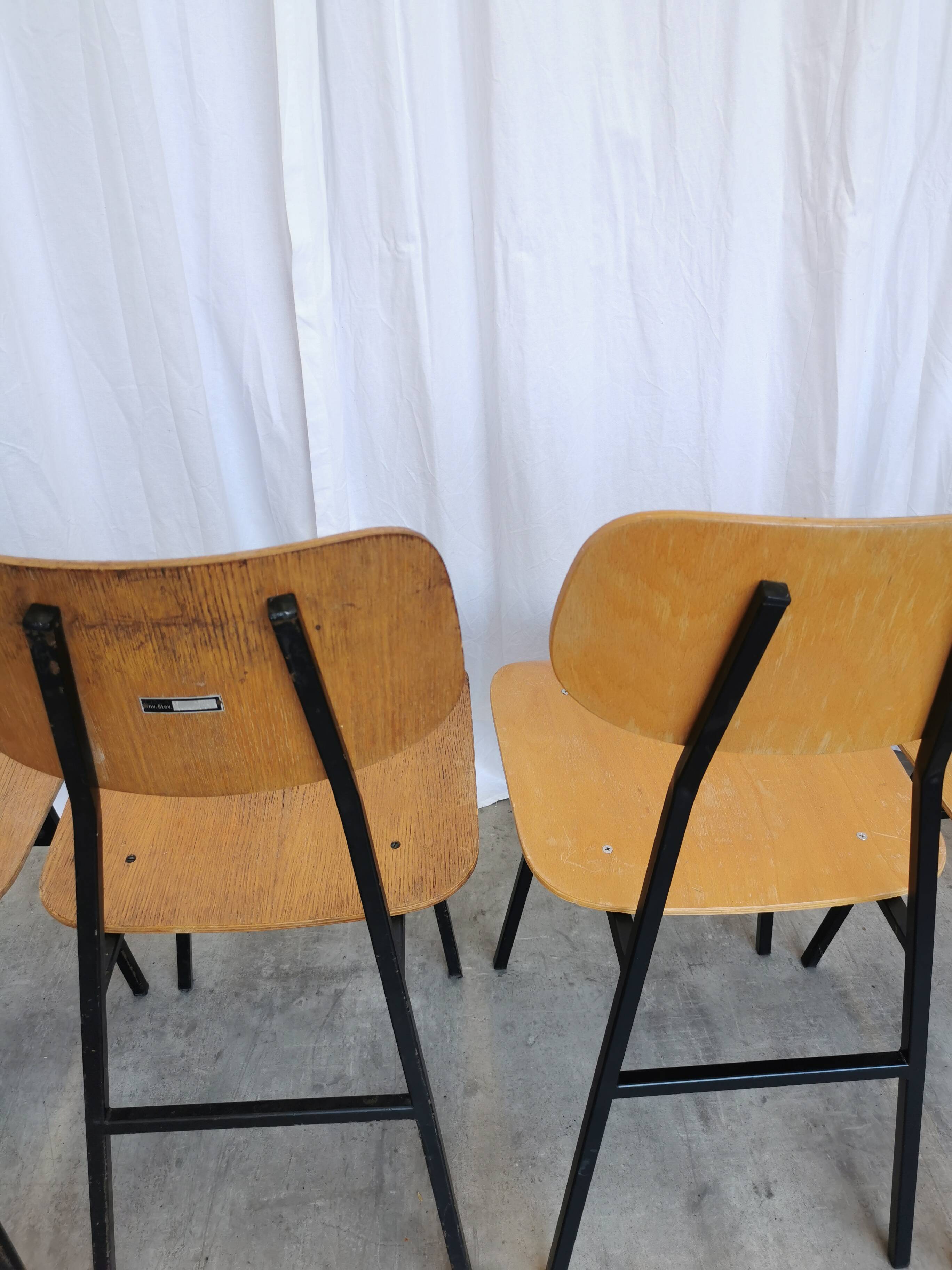 Set of 7 vintage school chairs by stol kamnik / 1970s yugoslavia / mid-cent