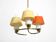 Mid Century brass ceiling lamp with glass and fabric shades by JT Kalmar