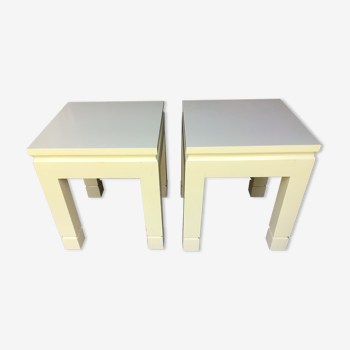 White lacquered bedside tables