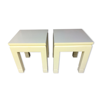 White lacquered bedside tables