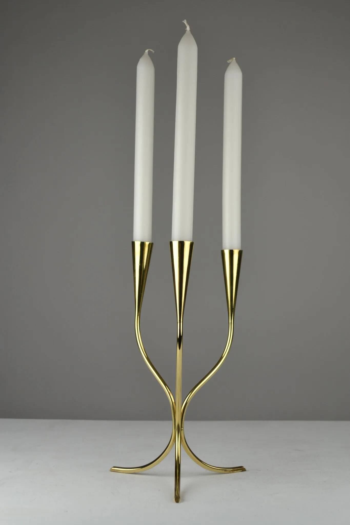 Polished Brass Candelabra by Gunnar Ander for Ystad-Metall, Sweden 1960s