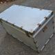 Old metal aluminum trunk / mail trunk / industrial / interior fabric