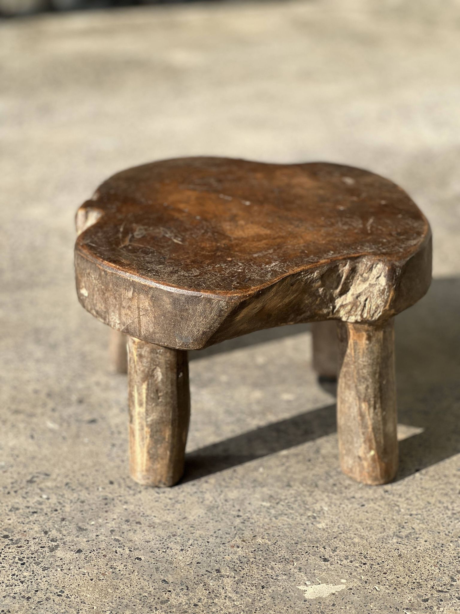 Mini low stool in upcycled old Asian teak H15 D24