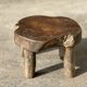 Mini low stool in upcycled old Asian teak H15 D24