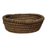 Antique Bread Basket - Vintage Braided Straw Bun Basket