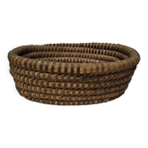 Antique Bread Basket - Vintage Braided Straw Bun Basket