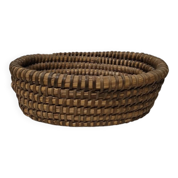 Ancien panier a pain - panière boudin tressé de paille vintage