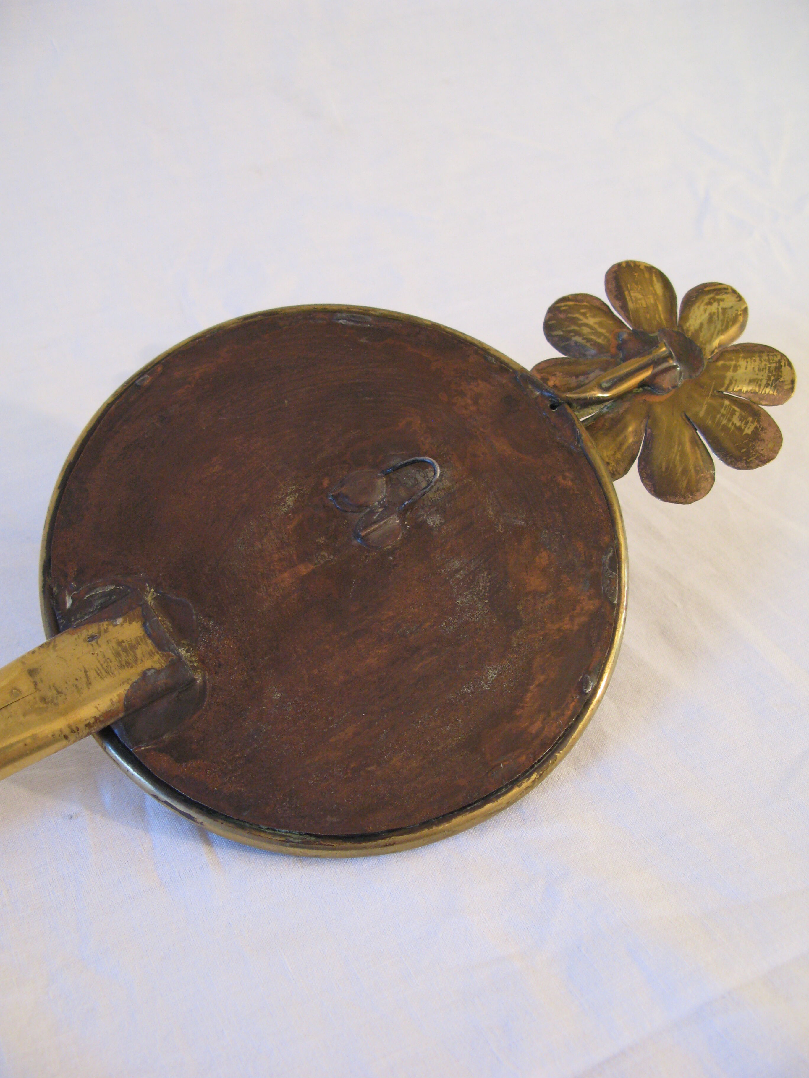 Mirror brutalist copper sculpture golden flower 1960 1970