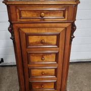 Cherry nightstand with pink marble.