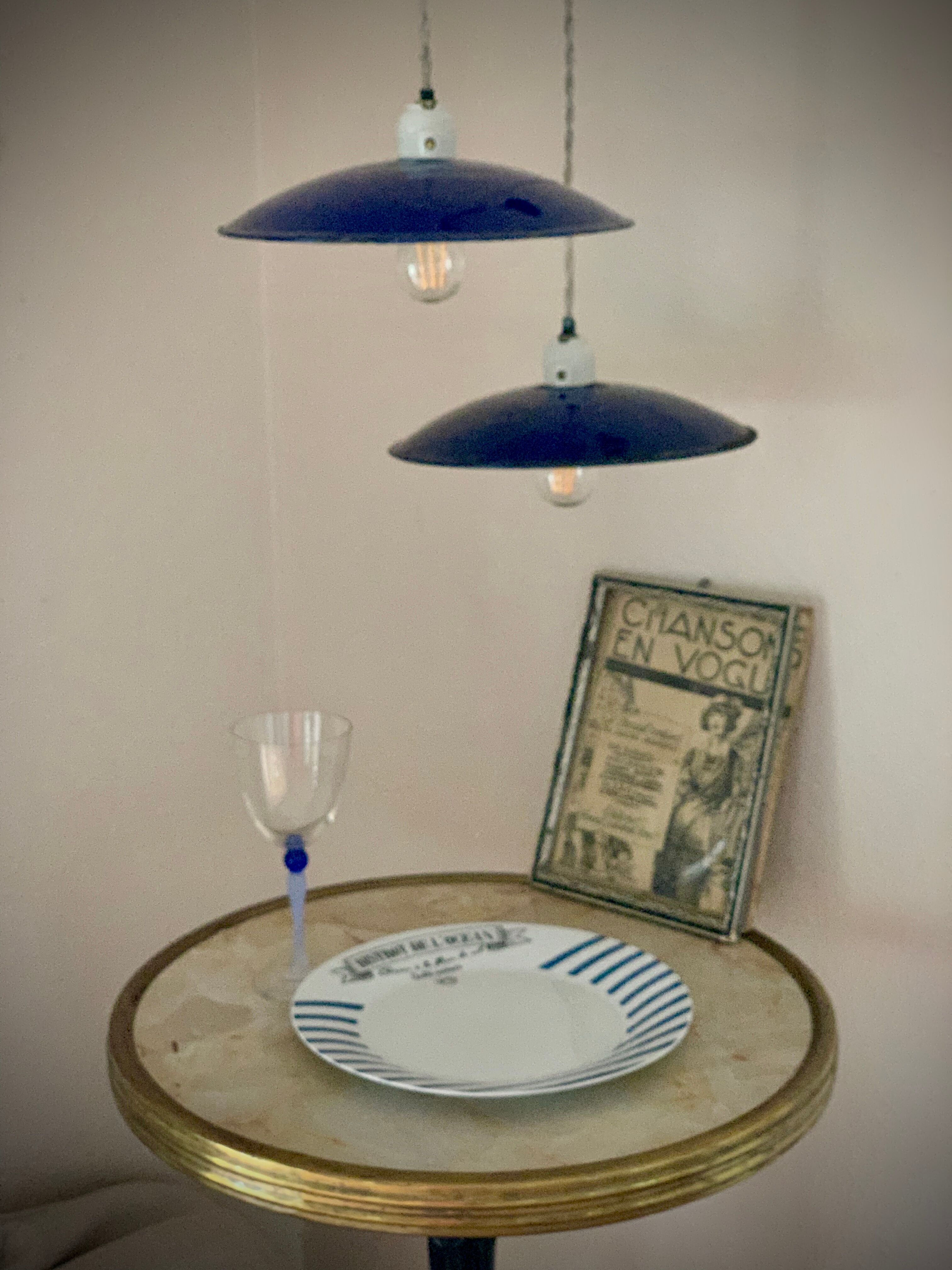 Set of 3 suspensions bistro sheet metal enamelled