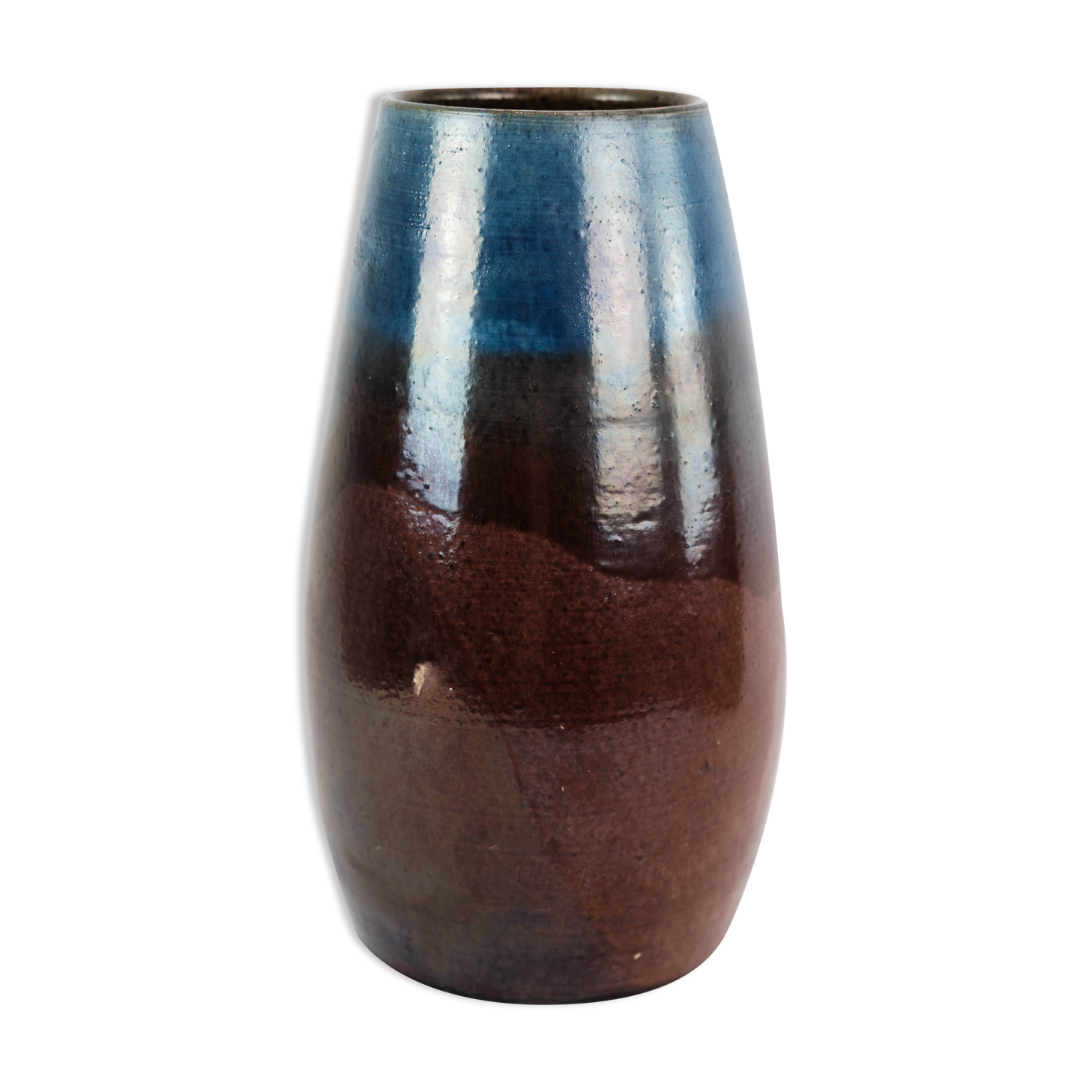 Ceramic vase with blue and brown glaze by an unknown Danish artist