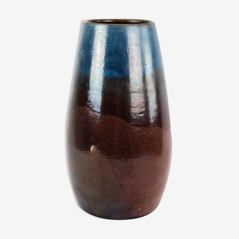 Vase en céramique avec glaçure bleue et brune d’un artiste danois inconnu