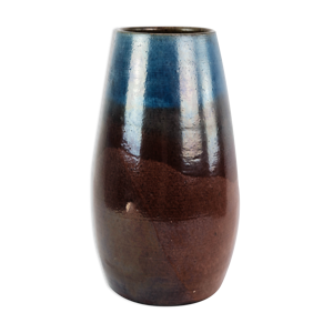Vase en céramique avec glaçure bleue et brune d’un artiste danois inconnu