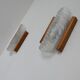 Mid-century glass and oak belgium wall light