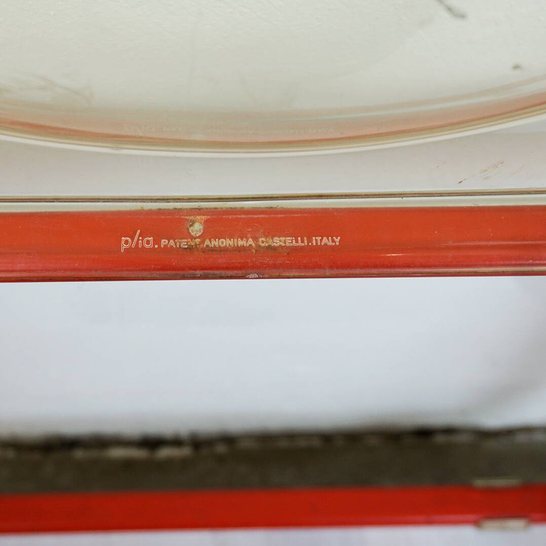 Red Plia Lucite folding chair by G. Piretti for Castelli Italy