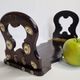 Folding bookends in wood and mother-of-pearl