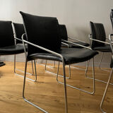 Ensemble de 6 chaises en cuir circa 1970