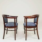 Pair of restored Art Deco style Thonet armchairs in jacquard.