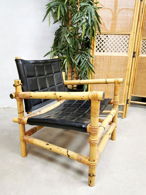 Ensemble de 3 fauteuils de safari suédois de conception de midcentury et ottoman