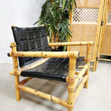 Ensemble de 3 fauteuils de safari suédois de conception de midcentury et ottoman